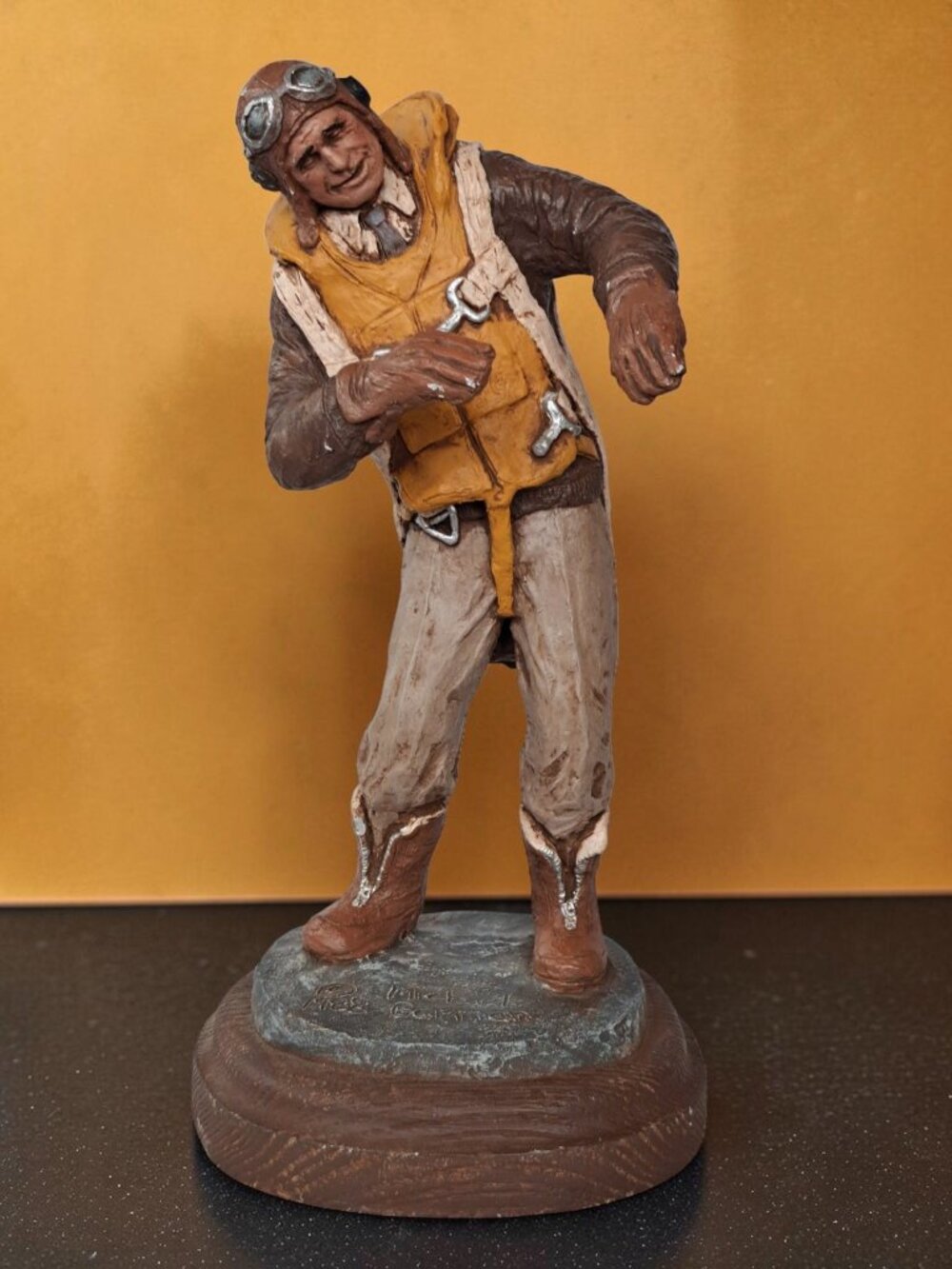 Michael Garman Sculpture "And There I Was" WWII Fighter Pilot 1988 Signed, 12.5"